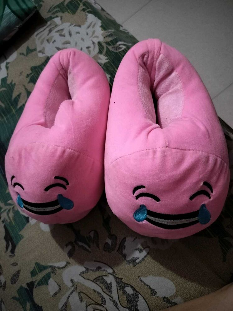 Pink Crying Emoji Slippers