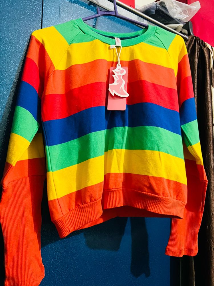 Rainbow Stripe Crewneck top