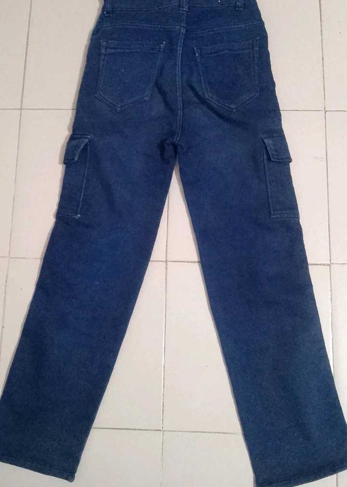 Blue Denim Cargo Pants