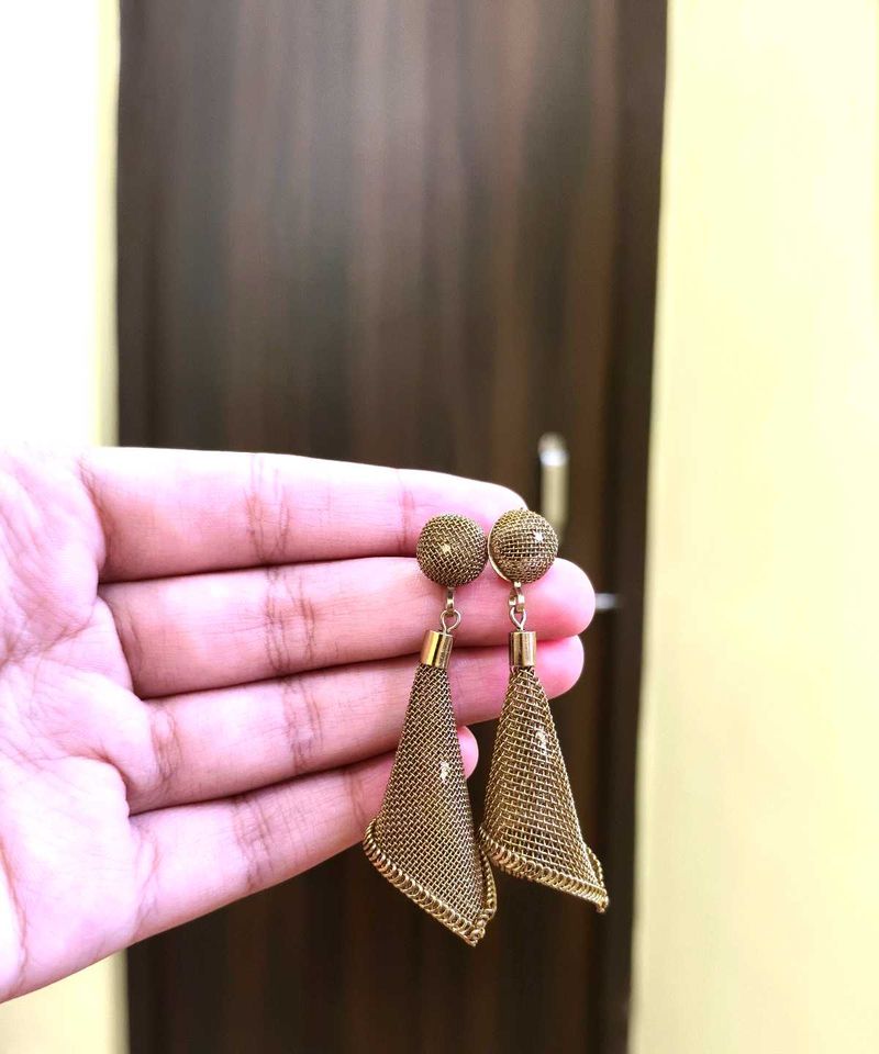Unique Mesh Cone Drop Earrings