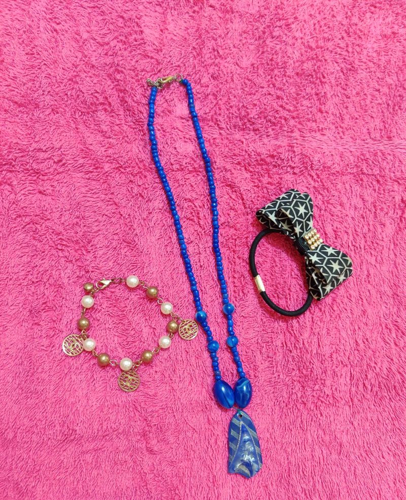 Necklace, Pearl Chanel Charm Bracelet &amp; Hair Accessories