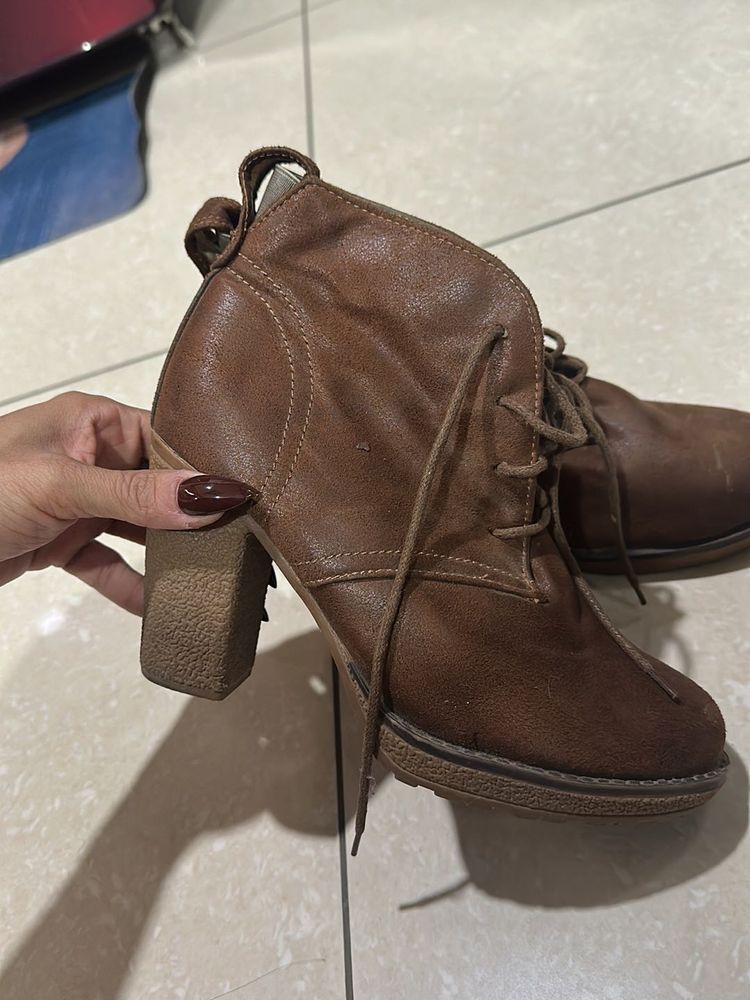 Brown Heeled Ankle Boots