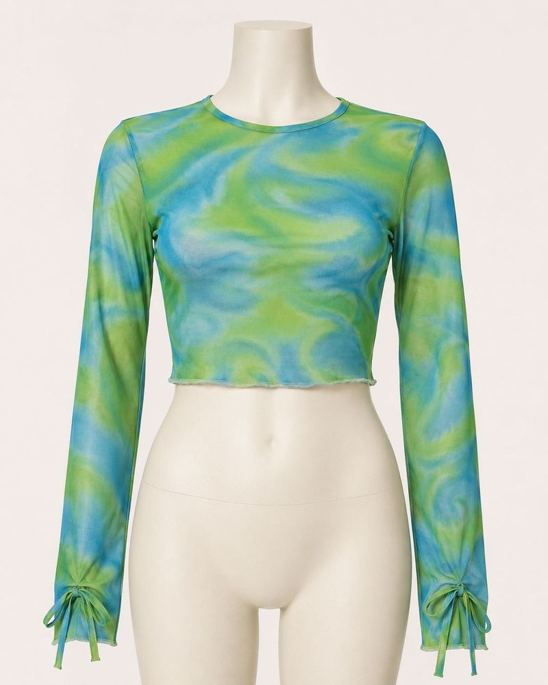 Tie-Dye Mesh Crop Top