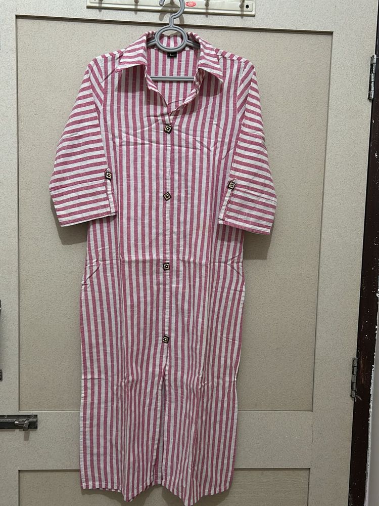 Striped Button-Down Dress