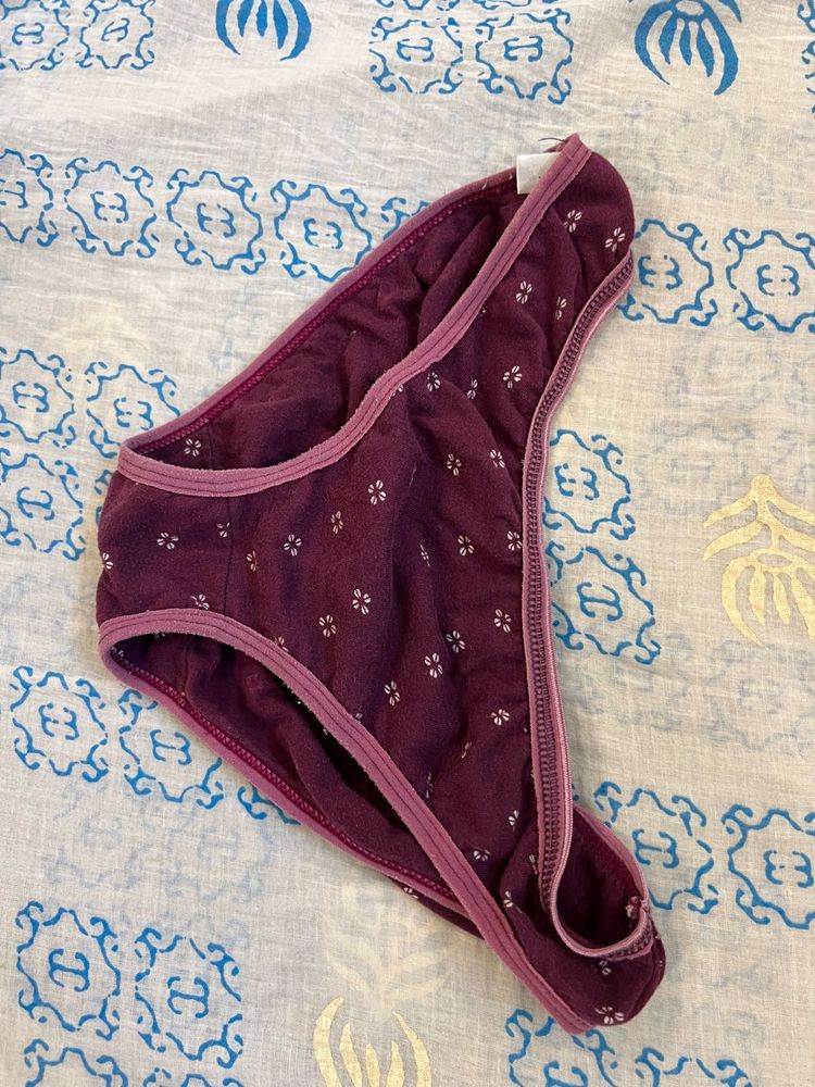 Maroon Floral Print Panties