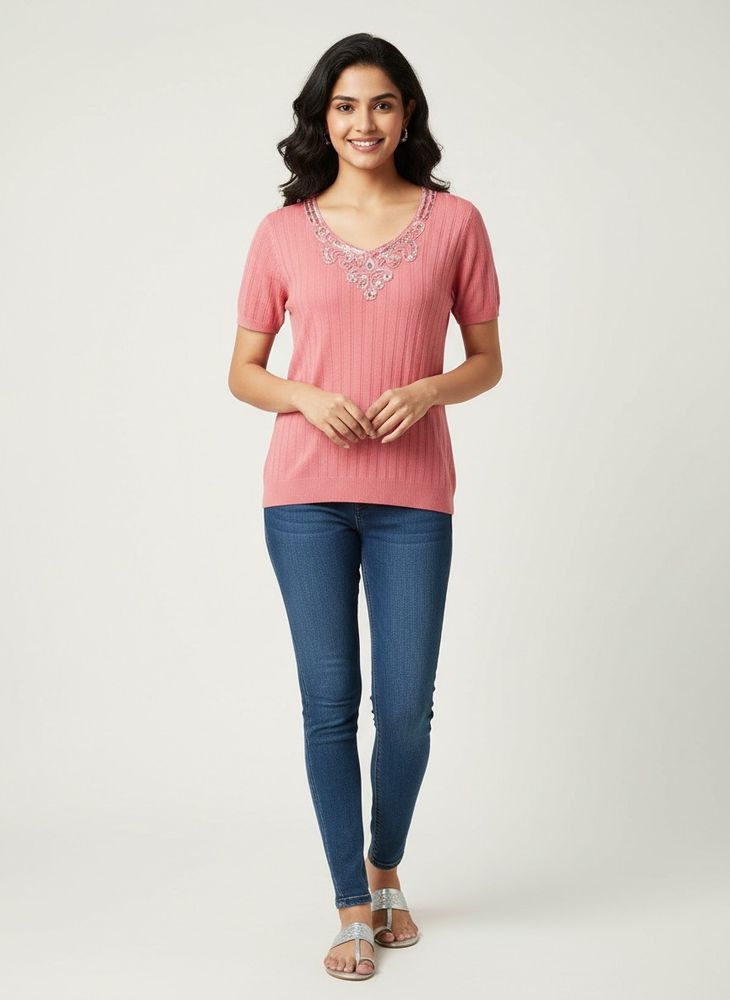 Embellished Pink Top🩷