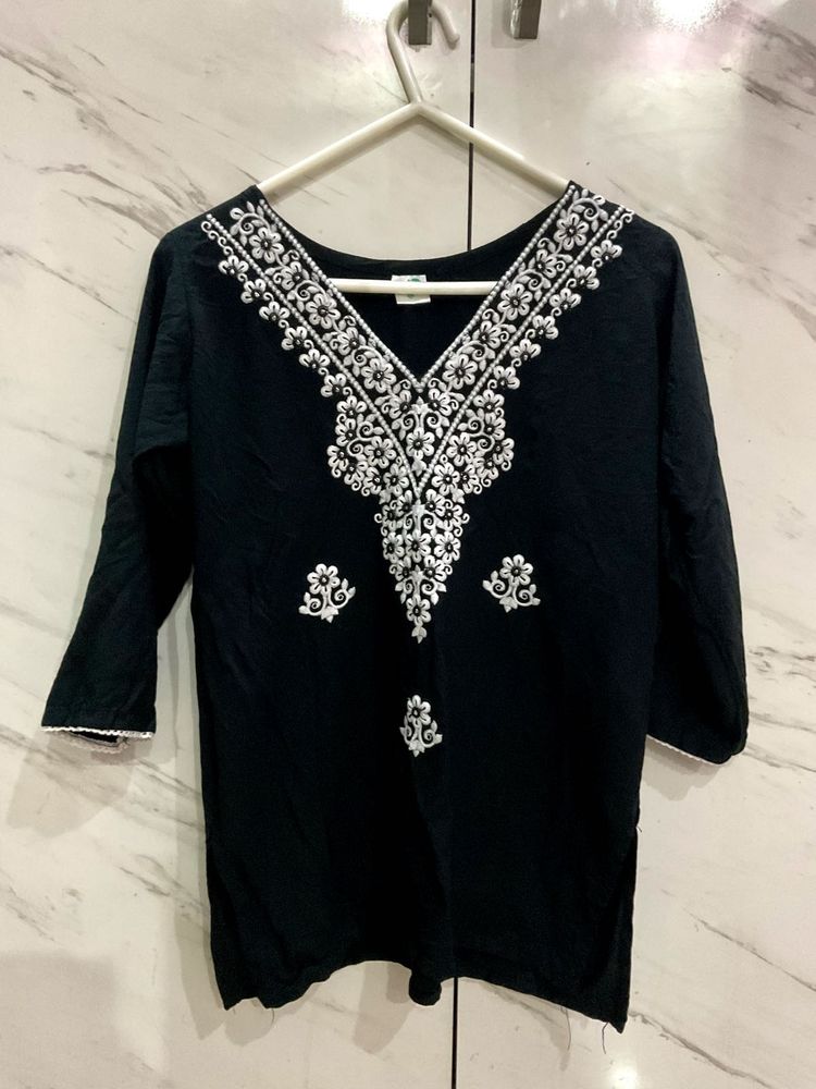Embroidered Black short kurti