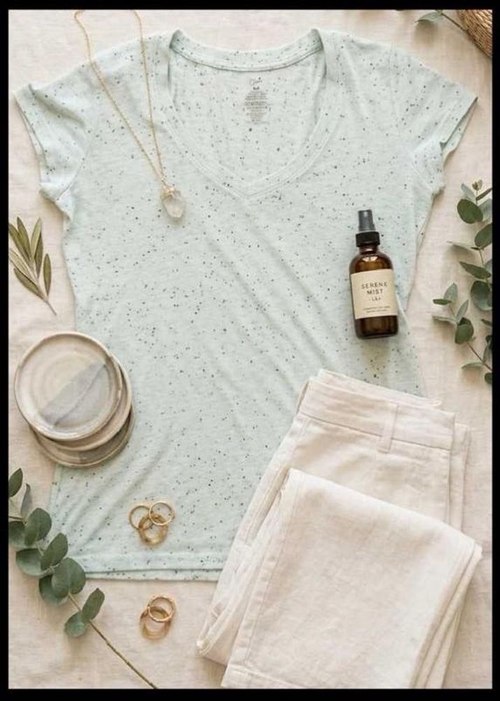 Casual Speckled V-Neck T-Shirt