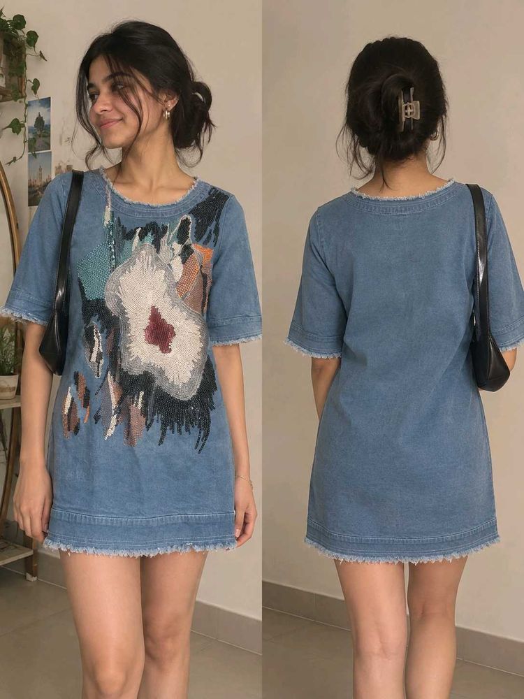 Embellished Denim Dress