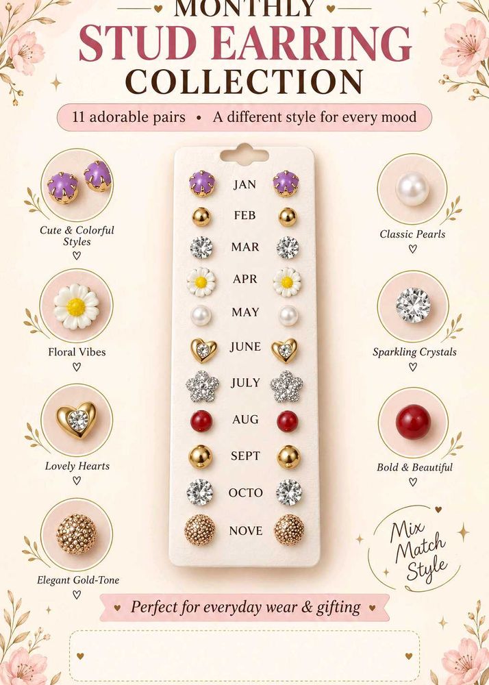 Monthly Stud Earring Collection