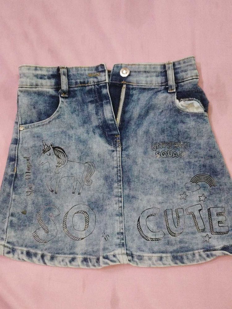 Cute Unicorn Denim Skirt