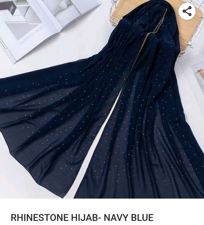 Rhinestone Hijab Navy Blue