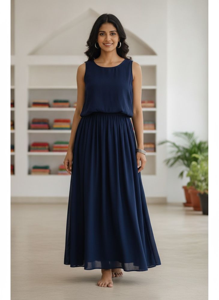 Elegant Navy Blue Maxi Dress