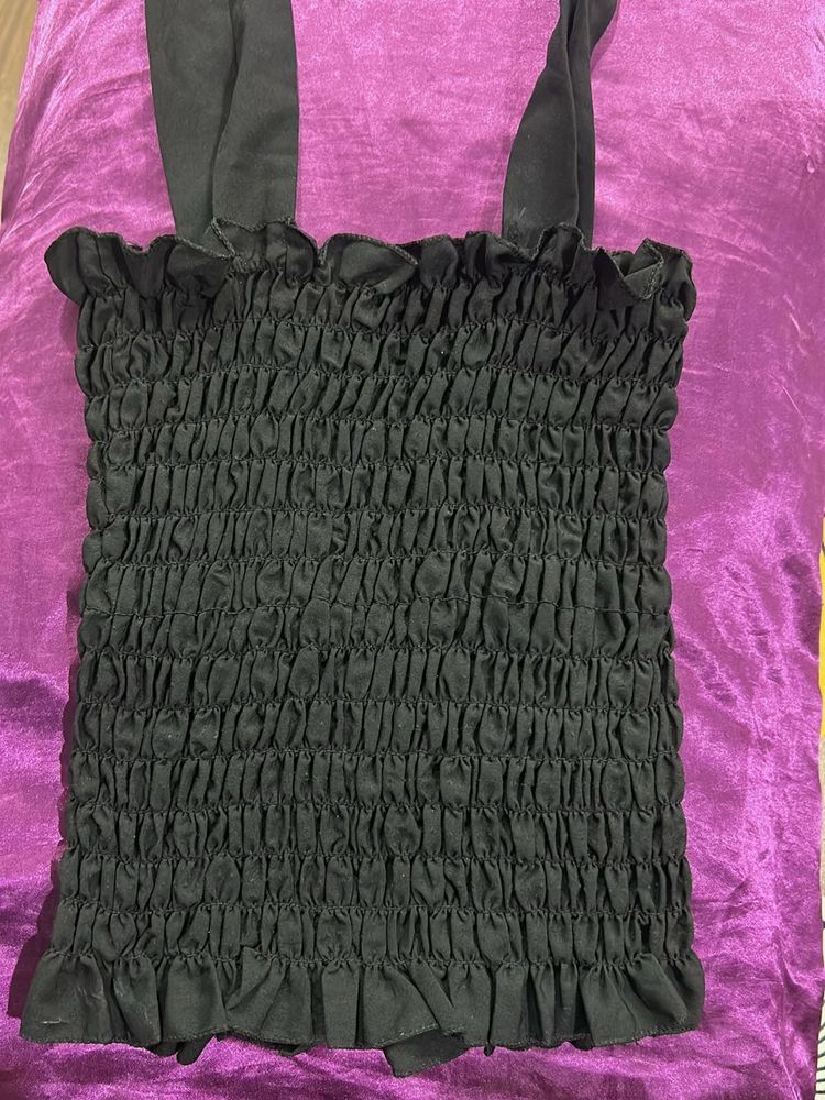 Smocked Black Spaghetti Strap Top