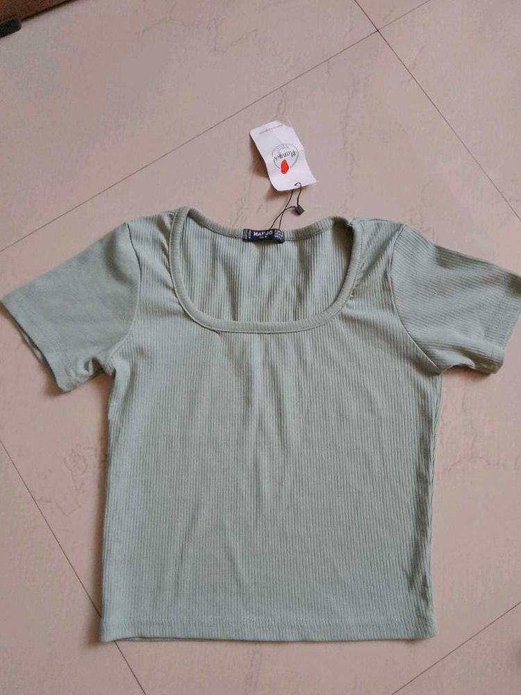 Ribbed Square Neck Top
