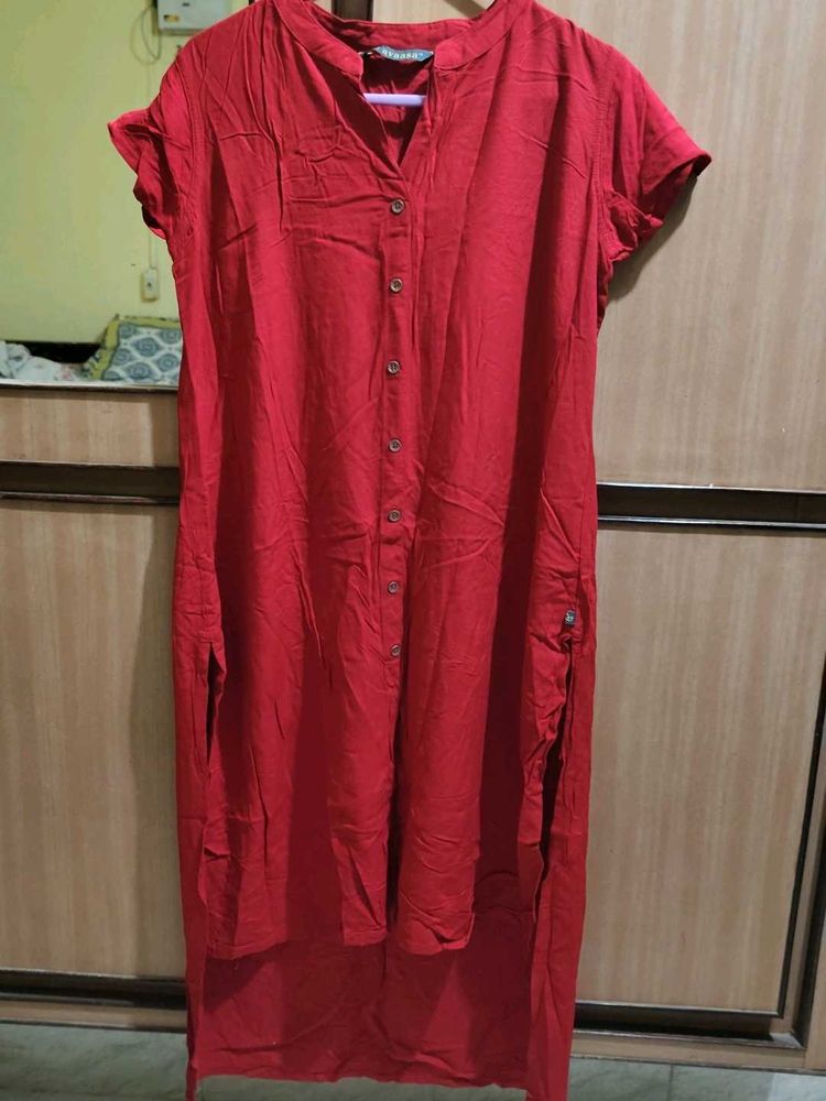 Red High-Low Tunic Top