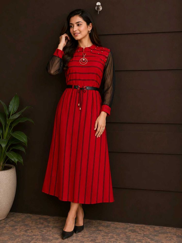 Red &amp; Black Striped Dress