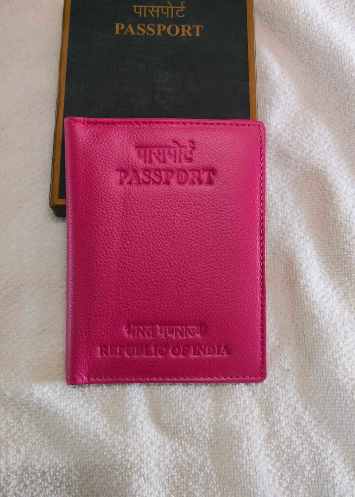 Pink Leather Passport Holder