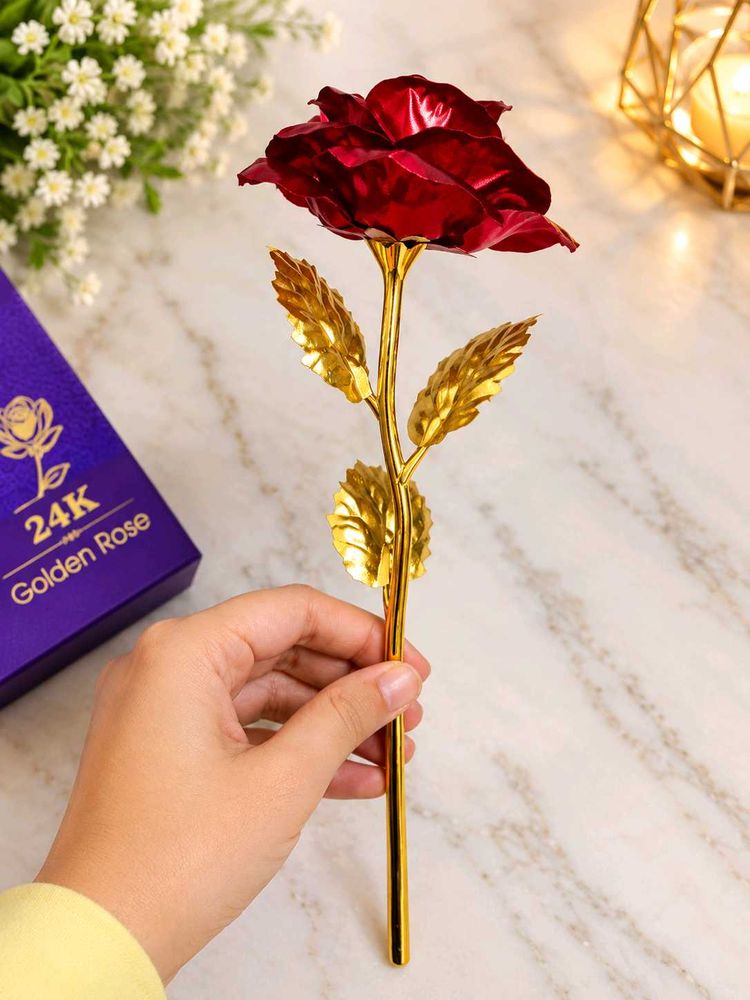 24K Golden Rose Artificial Flower