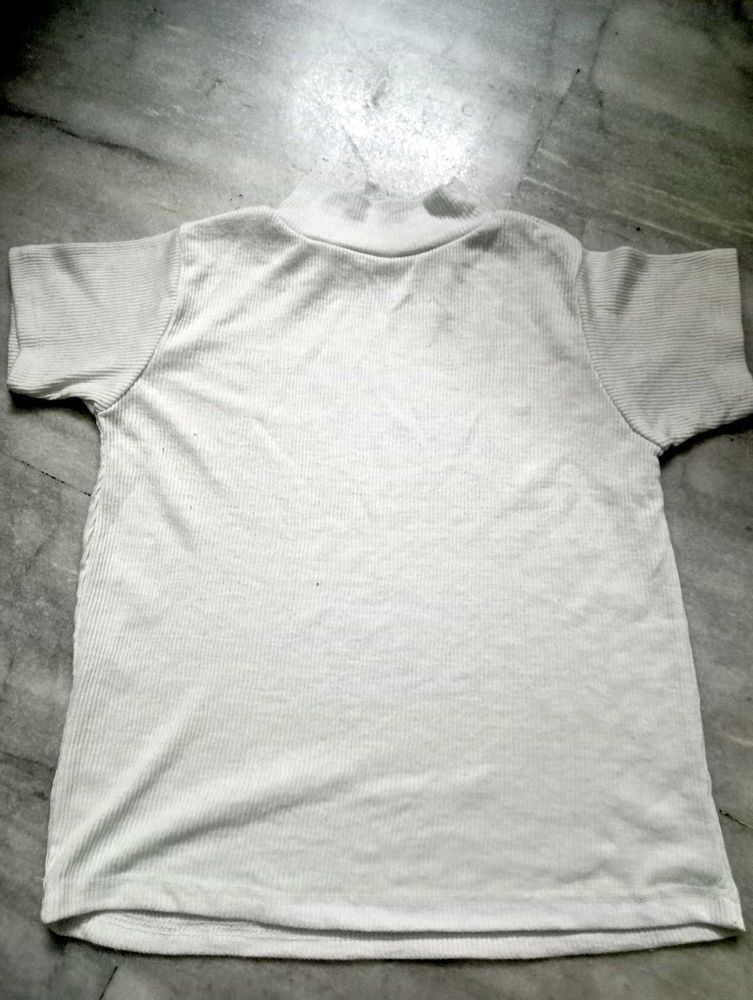 White Ribbed T-Shirt