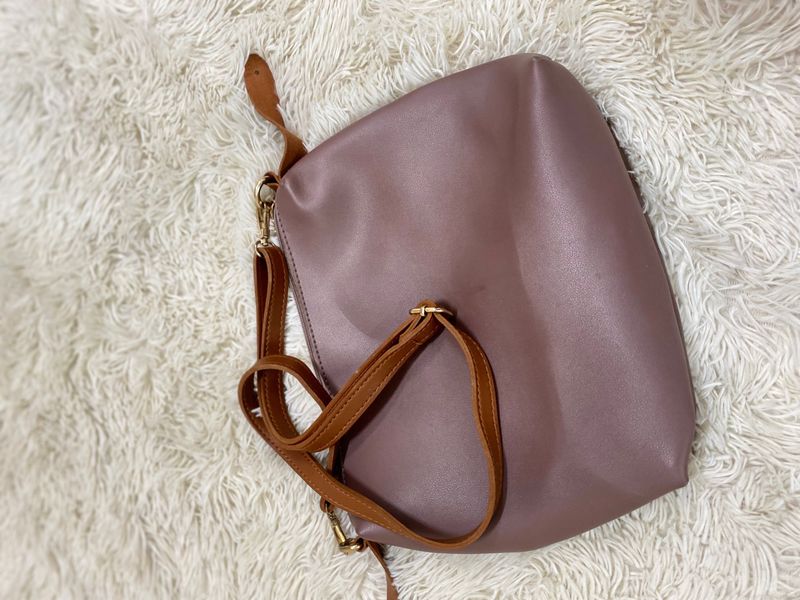 Stylish Mauve Faux Leather Crossbody Bag
