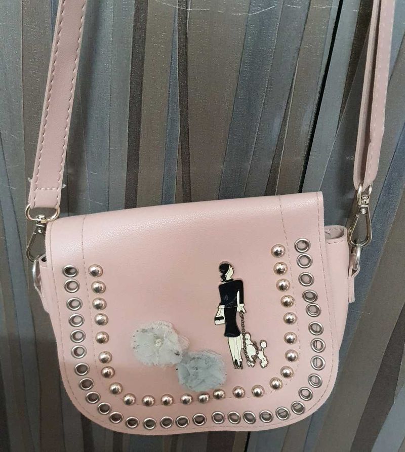 Cute Pink Crossbody Bag with Studs