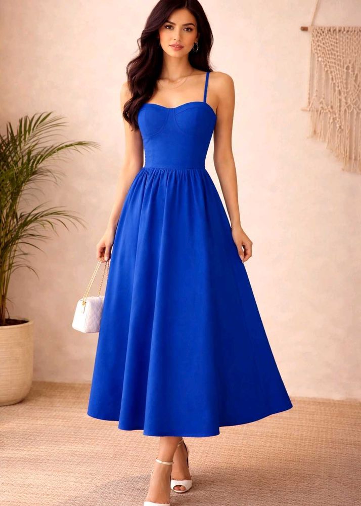 Elegant Royal Blue Midi Dress