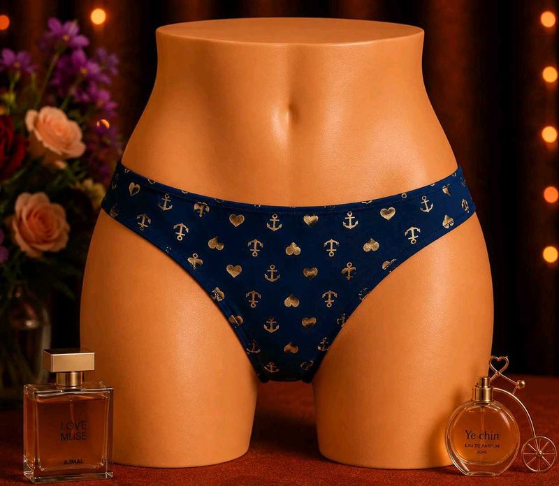 🇳🇿💫🎀Navy Blue Anchor Print Thong Panty