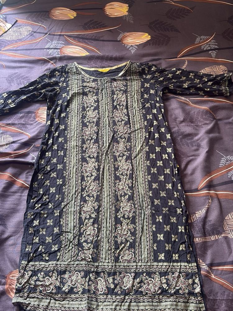Navy Blue Printed Kurti