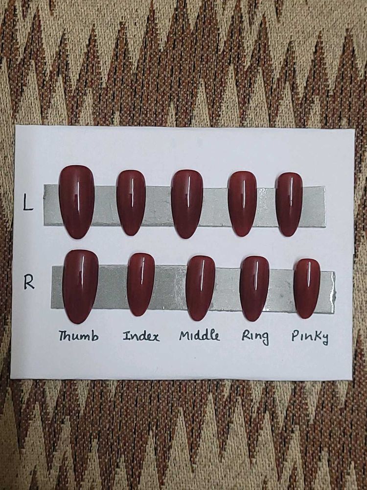 Dark Red Press on nail set