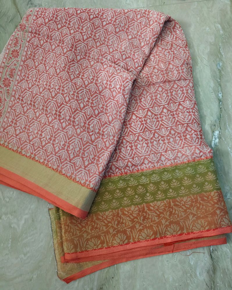 Cotton Saree With Attached Blouse Pc