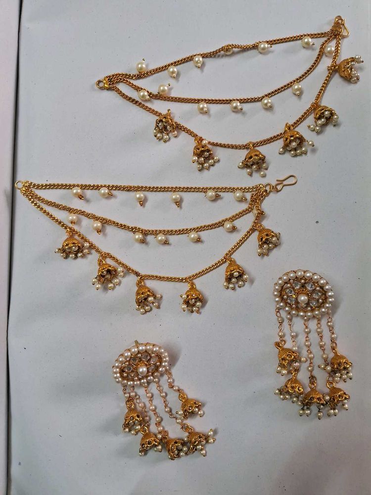 Traditional Indian Pearl &amp; Jhumka Jewellery Set