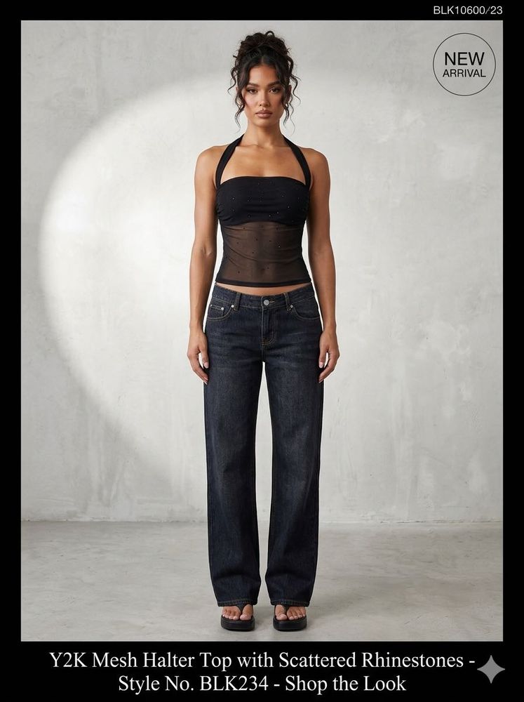 Chic Black Halter Sequin Top