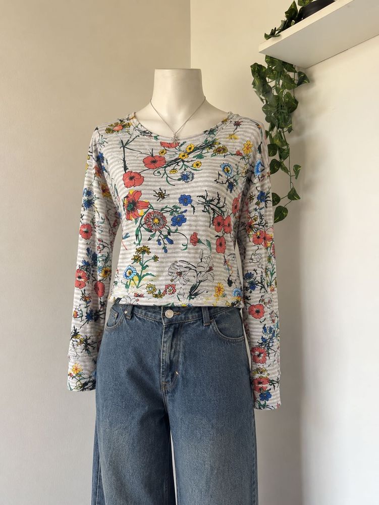 Floral Striped Long Sleeve Top