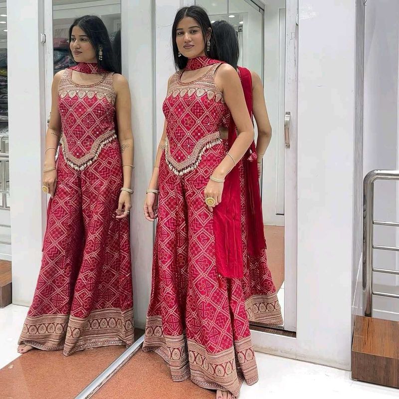 Beautiful Short Top Palazzo with Dupatta