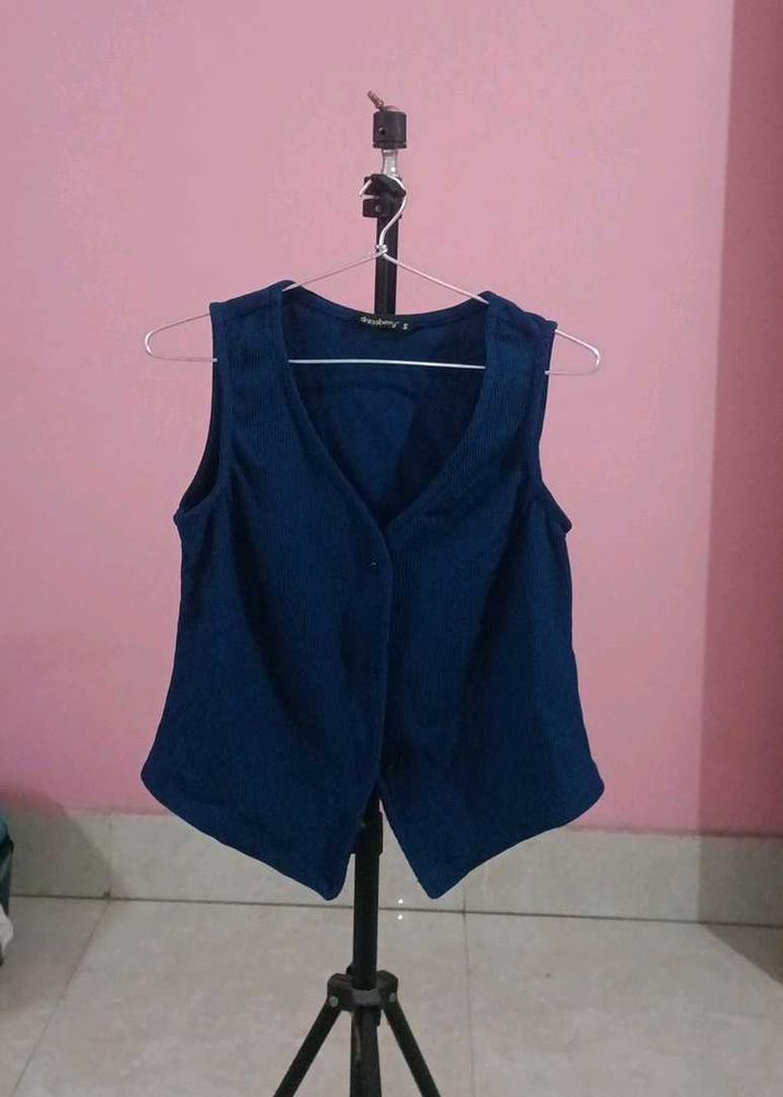 Stylish Blue Sleeveless Vest