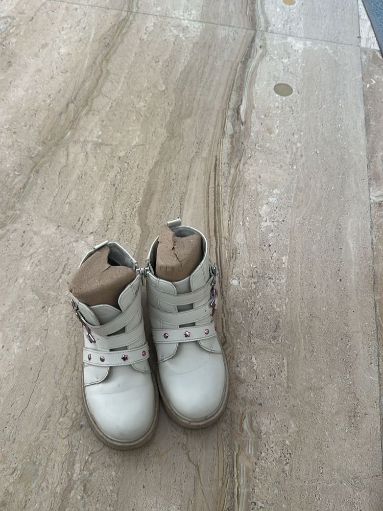 Cute White Ankle Boots with Buckles