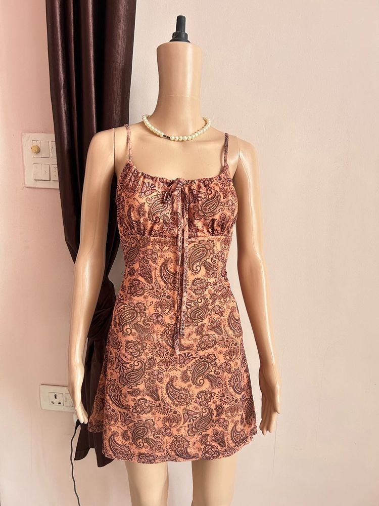 Boho Paisley Print Mini Dress