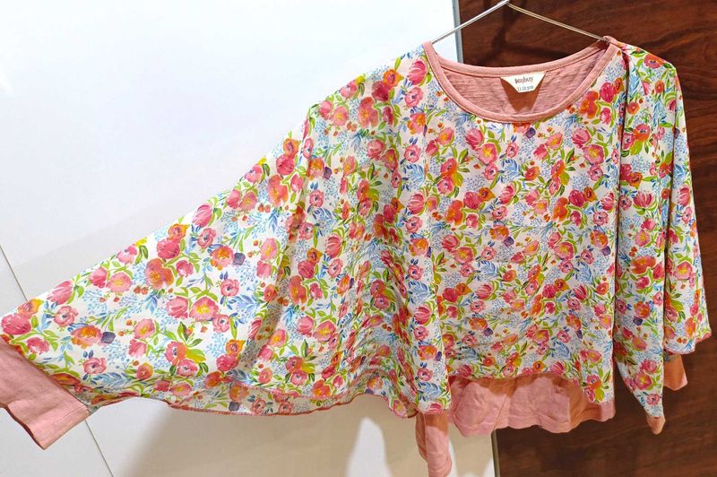 Chic Floral Print Dolman Top