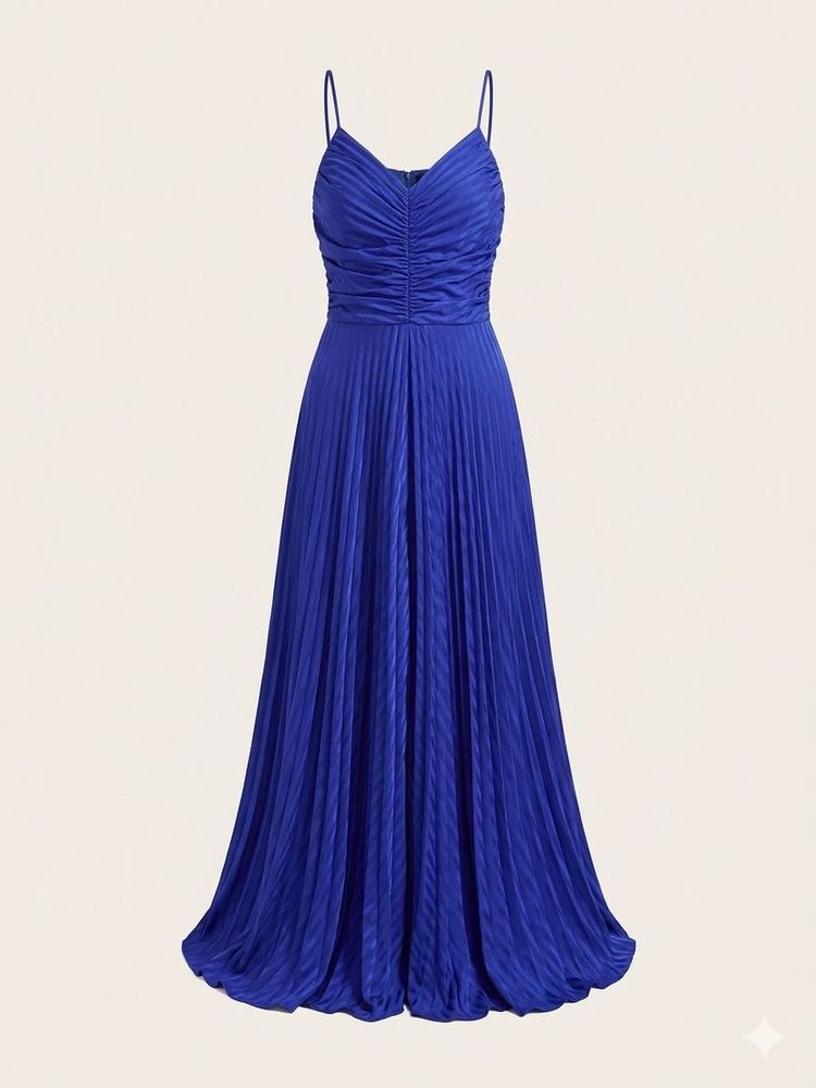 Stunning Royal Blue Pleated Maxi Dress