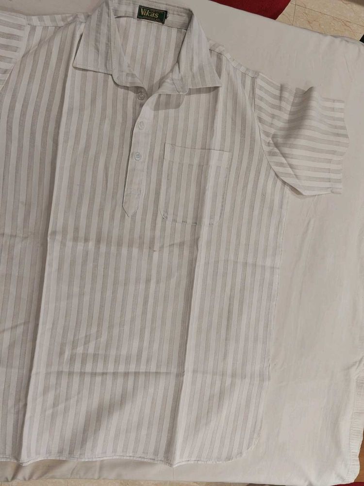 Men's Striped Kurta white n Silver