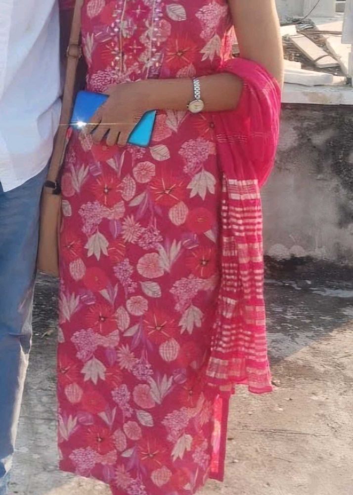 Vibrant Floral Kurta Set with Dupatta