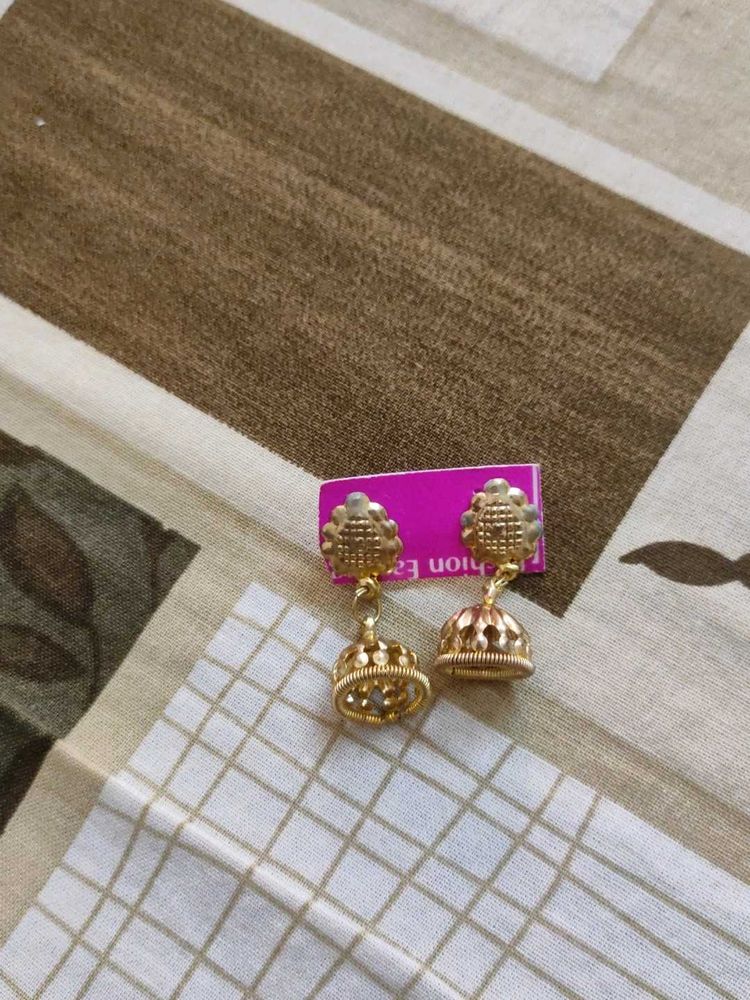 Gold Tone Jhumka Earrings