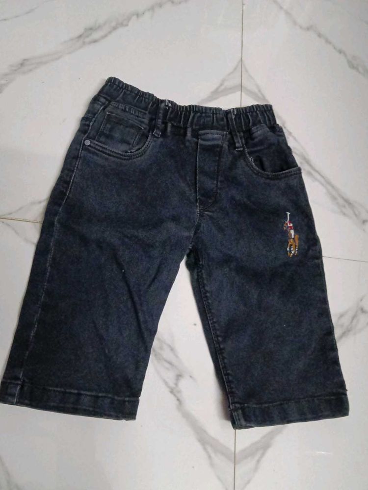 Kids  Denim Shorts with Horse Embroidery