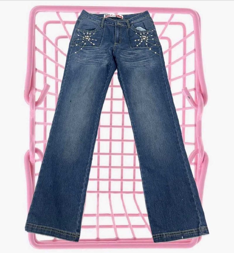 y2k embillshed jeans