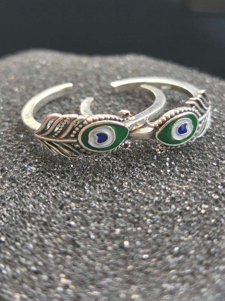 Peacock Design Toe Rings SS925