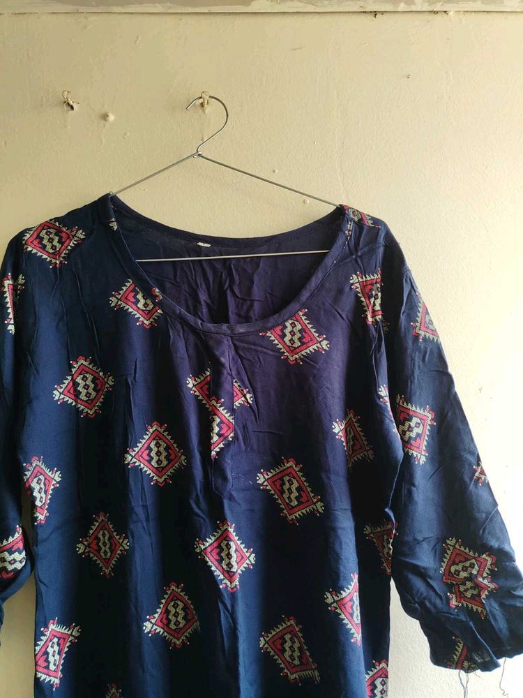 Stylish Navy Blue Printed Kurta