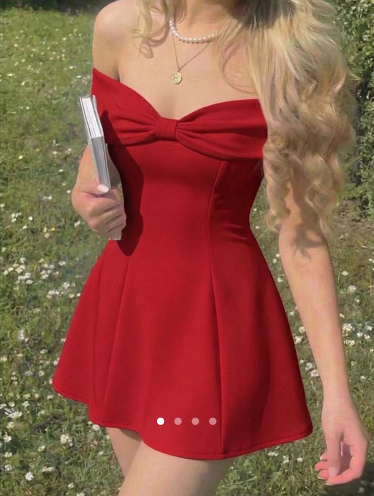 Chic Off-Shoulder Red Flare Dress