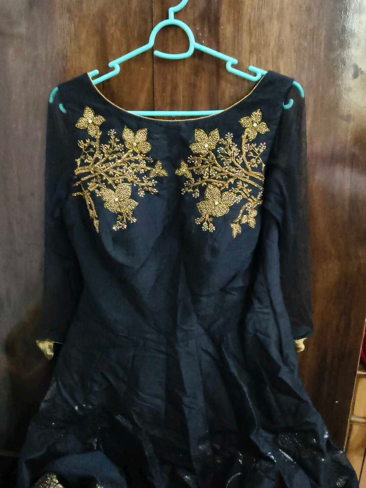 Elegant Black Embroidered Gown