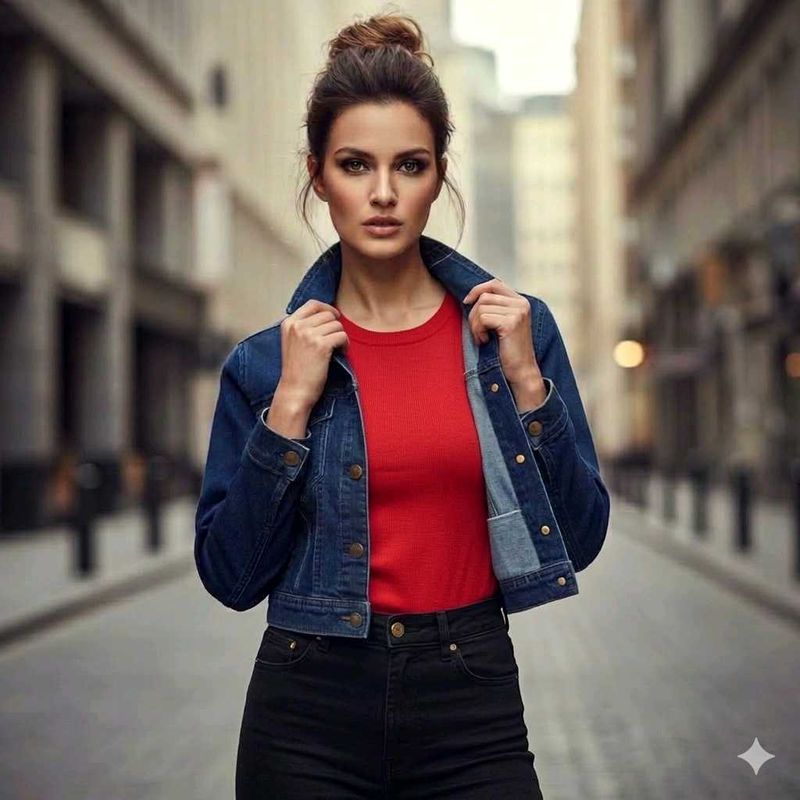 *Free Delivery*🔥Classic Cropped Blue Denim Jacket